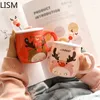 Tasses Tasse à café en céramique avec couvercle Ensemble nordique Noël Maison Personnalité créative Fille Tendance