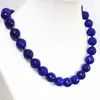 Ketten Trendy Blue Lapis Lazuli Jades Chalcedon Stein Facettierte Runde 14mm Perlen Mode Hübsche Kette Halskette Schmuck 18 Zoll B1504