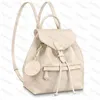 Montsouris Backpack Woman Classic Brown Flower Lederen Travel Bag Designer Buckle Tie Rope Backpacks Turtledove Sperone M45501 M4520