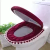 Toalettstol täcker fyjfaon täcker varm tjock skål badrum dekorativ för dammtät rödblå kaffe