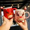 Tasses Tasse à café en céramique avec couvercle Ensemble nordique Noël Maison Personnalité créative Fille Tendance