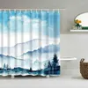 Shower Curtains Forest Heavy Fog Scene Fabric Polyester Bath Curtain With Hooks 3d Printed Natural Landscape Bathroom