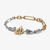 Bracelet à maillons d'amour bicolore en argent sterling 925 pour femme, bijoux fantaisie, cadeau de la Saint-Valentin
