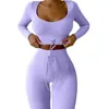 Kvinnors tvåbitar byxor 1 Set Women Sport Outfits Trendy Classic Lady Tracksuit Crop Top Sweat Suit Long Polyester för att springa