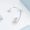 Backs Earrings One Zircon Snowflake Flower Cuff Clip Earring 925 Sterling Silver Left Side No Hold Women Wedding Jewelry Ear Climbers