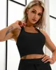 Traje de yoga Mujeres sexy Sujetador deportivo Ropa interior acanalada ajustada Chaleco elástico Gimnasio Entrenamiento Fitness Sujetadores transpirables Cruz Hermosa espalda Crop Top