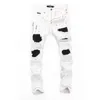 Plein ayı beyaz erkek kot klasik moda pp adam denim pantolon rock yıldızı fit erkekler rahat tasarım yırtık kot pantolon sıkıntılı sıska bisikletçi bezi pantolon 157502