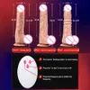 Skönhetsartiklar dildo teleskopowe ogrzewanie wibracyjne pilot dick dla kobiet wbijanie realistyczne kobieta masturbacja z przyssawk