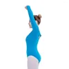 Stage Wear Retail Grossiste River Blue Coton / Lycra Manches longues Ballet Dance Justaucorps V Front pour dames et filles