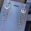 Stud lyxiga Strand Tassels S925 Silver Natural Multicolor Sapphire Drop Earrings Gemstone Women Birthday Present smycken L2210222040038