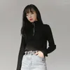 Frauen Pullover Herbst frauen Langarm Koreanische Frühling Weibliche Mock Neck Einfarbig Gestrickte Pullover Soft Slim Strickwaren top