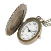 Pocket Watches Full Retro Women Watch Antique Oval Case Elegant Carving Pendant Necklace Clock Quartz Gift