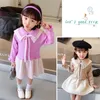 Girl Dresses Autumn Winter Sweater Dress Baby Clothes Elegant Party Little Sailor Neck Knitted Plaid Stitch