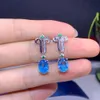 Stud style blue topaz gemstone stud earrings for beauty jewelry real 925 silver gold plated natural gem birl party gift 2210223289491