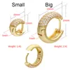 Hoop Earrings QMHJE Small For Women Twist CZ Jewelry Gold Silver Color Bling Hoops Earring Thick Chain Cross Black Chunky