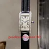 HR Factory Fabulous Luxury Watch Ladies Assista New Version Tanks Tanks Diamante Dial Branco Dial VK Cronógrafo de quartzo Trabalho 18K Rose Gold Leather Strap Bands Relógios femininos