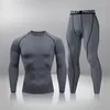 Termounderkläder för män Fitness Compression T-shirt Löpning Jogging Sportkläder Träningstights 2 st/set träningsoverall