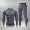 Ropa interior térmica para hombre, camiseta de compresión para Fitness, ropa deportiva para correr, Jogging, mallas de entrenamiento, 2 unids/set, chándal