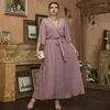 Robes de taille plus tol￩en femme grande ￩l￩gant maxi 2022 d'￩t￩ rose V cou de cou ￩vas￩ surdimension