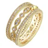 Wedding Rings 3 stks vingerringsets groothandel mode dames verloving voor goudkleurige volledige ronde zirkoon sieraden