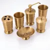 Bath Accessory Set Antique Solid Brass Bathroom Accessories Toothbrush Cup Holder Brushed Mouthwash Toiletry Hand Soap Dispenser