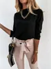 Blouses pour femmes Plus Taille Bureau OL Solide Automne Blanc Manches longues Femmes Blouse Tops 2022 Casual Basic Noir Slim Pull Chemises Vêtements