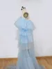 Women's Sleepwear LO&LI Chic Sky Blue See Thru Maternity Women Dress Draped Tulle Baby-shower Long Robe To Pography Vestido De Mulher