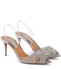 Aquazzura Gatsby Sandals Shoes Women Crystal Swirls PVC Toecaps Slingback Wedding Bridal Lady Exquisite Evening Walking