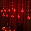 الأوتار LED Red Lantern String Light التقليدية الصينية الصينية الستار أضواء الأضواء USB الحزب ديكور ديكور 3M/4M