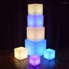 Night Lights 10CM/15CM/20CM RGB LED Light Cube Seat Chair Waterproof IP68 Rechargeable Lighting Remote Control For Bar Home Decoration