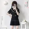 Clothing Sets School Uniform Sailor Shirt Skirt Set Japanese Bad Girl Doll Black Gothic Solid Color Pleated JK Suit High Student Outfit