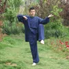 Set attivi Uomo Tai Chi Kungfu Uniformi Lino Chines Tradizionale Pantaloni larghi Camicia Yoga Esercizio Meditazione Wushu Arti marziali Set vestiti