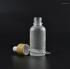 Storage Bottles Wholesale 100pcs 30ml Frosted Amber Blue Green Glass Dropper Bottle With Bamboo Cap Packaging SN230