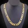 Kedjor Nya tunga 94G 12mm 24k gula massiva guldfyllda herrhalsband Curb Chain smycken halsband hängsmycken