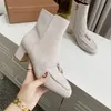 Luksusowe designerskie kobiety kostki mody oryginalne zamsz skórzane tasell kobiety krótkie strój wybiegu stroju pasa startowy Chunky High Heels sukienki imprezowe botki jesienne zimowe bota 2023