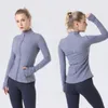 Yoga Bra jacka Kvinnor Definiera träning Sportrock Fitness Sport Snabbt Dry Activewear Top Solid Zip Up Sweatshirt Sportwear Lulus Lemon Tracksuits 6523ess