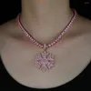 Choker Iced Out Bling Frauen Hip Hop Schmuck Funkelnder Zirkonia Schneeflocke Anhänger mit 5mm Cz Tennis Kette Halskette