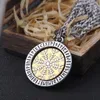 Pendant Necklaces "Helm Of Awe" And "Viking Vegvisir" Viking Rune Necklace With Stainless Steel Chain As Men Gift Wooden