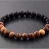 Pulseras con abalorios de hebras hechas a mano con piedra de madera Natural de 8mm para mujeres y hombres, joyería elástica a la moda