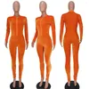 Survêtements grande taille Gx8547 Drop Fashion 2022 Orange velours combinaison femmes body dames à manches longues moulante velours combinaisons