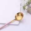 Dinnerware Sets 20Pcs Kitchen Utensils Set Pink Gold Stainless Steel Travel Cutlery Fork Knife Spoon Tableware Drop