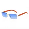 Solglas￶gon Design Square Rimless Classic Men's tr￤ram Kvinnor Sm￥ lins Male Driving Sun Glas￶gon UV400 Shades TYJ-94