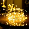 Strings 2M 5M 20M 200 LEDS Starry String Batterie Lumières Fée Micro LED Fil De Cuivre Transparent Pour La Fête De Noël De Mariage 9 Couleurs