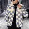 Herrjackor 2022 Spring Version Lapel Gitter Splicing Mens Motorcykel Korean Slim Green British Trend Casual Jacket