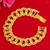 Charm Bracelets Unusual Men 2022 Hip Hop Male 24K Gold Color Kpop Multilayer Cuban Link Chain Bracelet For Women Fashion Jewelry Gifts