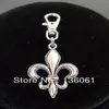Vintage Silver Fleur De Lis Lily Flower Keychain Pendant Swivel Clasp Metal Keyring For Keys Car Key Ring DIY Bag Handbag Jewelry 1056982