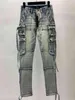 Amirs designer hommes jeans Amirs nouvelle rue haute Multi Pocket vieux bleu vêtements de travail locomotive lavage ruban jeans marée marque poiso302S