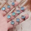 خواتم الزفاف 1pc Quartz Quartz Stone Finger Simple Aquamarines Rock Mineral Crystal Ring Jewelry Reiki Healing قابل للتعديل