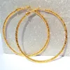 Europe oss nya rena riktiga 24k Yellow Gold Hoop örhängen Perfekt Big Circle Earrings 6G17935046323
