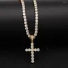 Hanger kettingen bling cross tennisketen ketting mirco pave talk setting voor mannen hiphop sieraden bp010